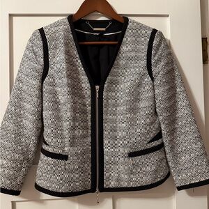 White House Black Market Black and White Tweed Blazer